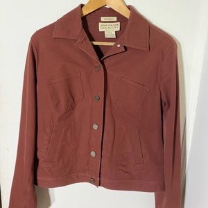 Jones New York Women’s Jacket Brown Cotton Button Down Stretch Jacket Size 12